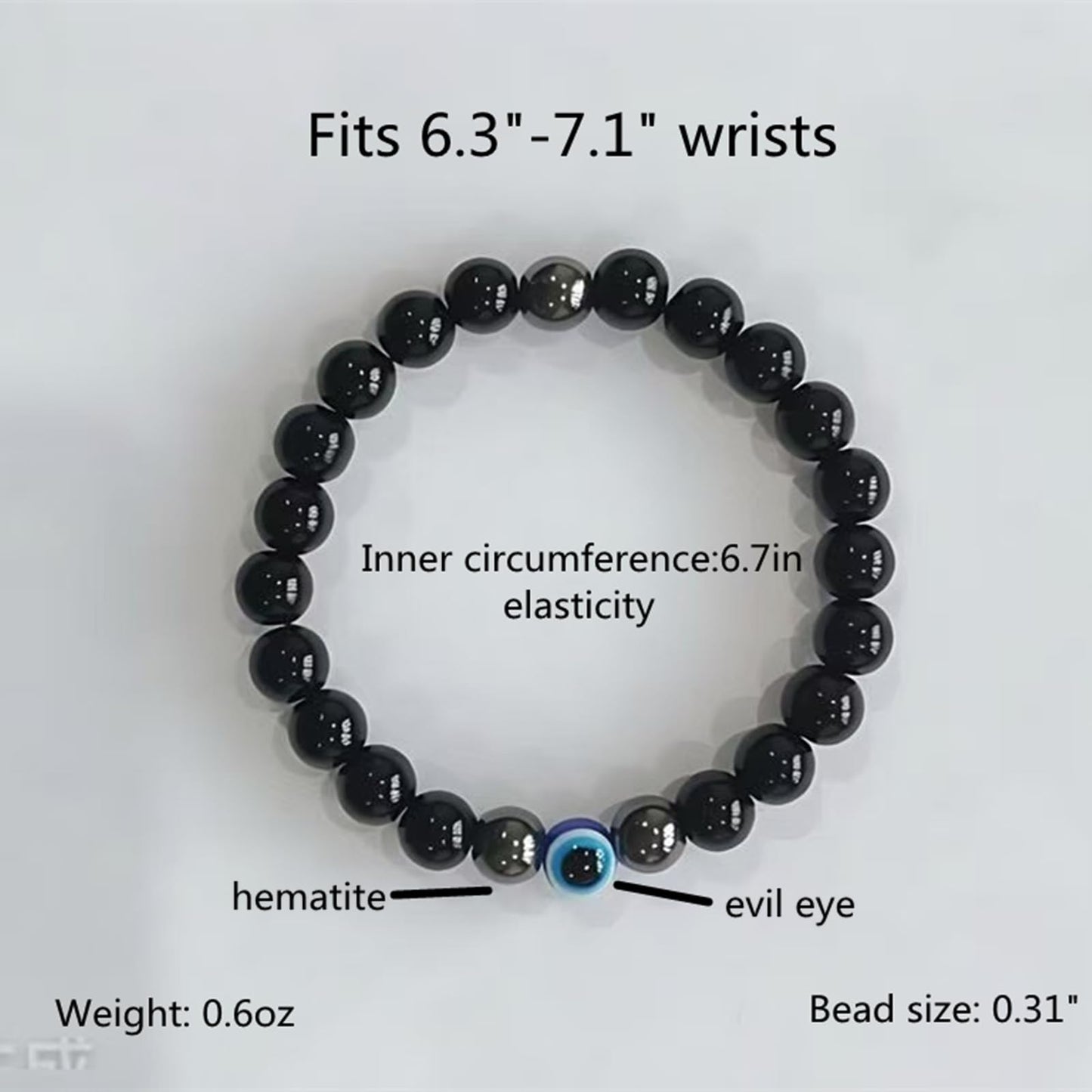 WEFRIN Evil Eye with Hematite Black Obsidian Tiger Eye Stone Triple Protection Bracelets for Men Women, Crystal Jewelry Stone Bracelets Bring Luck and Prosperity and Happiness (D-8mm(d))
