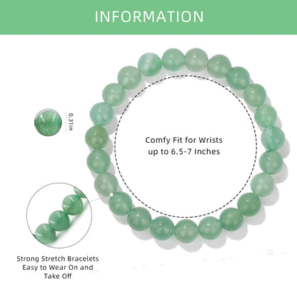 HONYUEYIM Handmade Purification Bracelet,St Patricks Day Gift Chakra Healing Bracelet Stress Relief Healing Crystal Bracelet,8mm Emerald Bracelet for Women Men(8mm, Green Aventurine)
