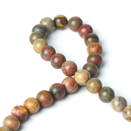 100Pcs Natural Stone 8mm Picasso Round Loose Gemstone Energy Healing Beads Hole Size 1mm DIY Smooth Beads for Bracelet Necklace Earrings Jewelry Making