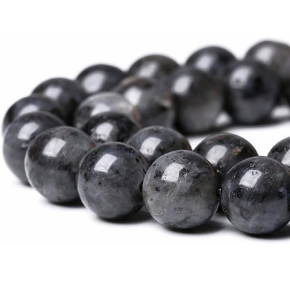 10mm Natural Larvikite Black Labradorite Gemstone Round Loose Beads for Jewelry Making (36-38pcs/strand)