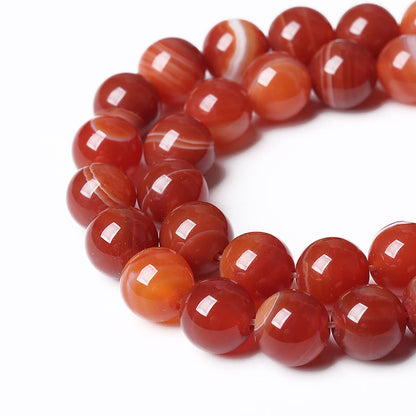 46PCS 8mm Natural Red Striped Agate Beads Round Loose Gemstone Beads for Jewelry Making DIY Bracelet Necklace 15 Inch,Energy Stone Healing Power
