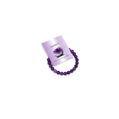 Vinswet Healing Crystal Bracelets for Women Men 8mm Amethyst Natural Stone Beaded Stretch Bracelet Handmade Gemstone Reiki Spiritual Jewelry Gifts