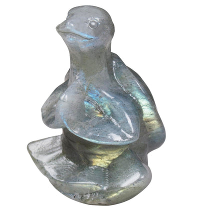 QLRSUXN Labradorite Sea Turtle Meditation Crystal Yoga Sculpture,Hand Carved Healing Figurine Spiritual Decor Chakra Balancing Gift,Zen Statue for Home Office Decorations