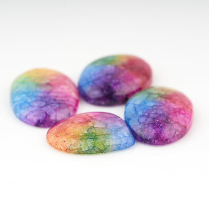 CRYSTALINES 4pcs, Wholesale Genuine Multi Color Solar Quartz Gemstone, DIY Jewelry Making, Flat-Back Cabochon Assorted Loose Supplies, Healing Crystals, Wire Wrapping, Giftgiving, Gem Collection