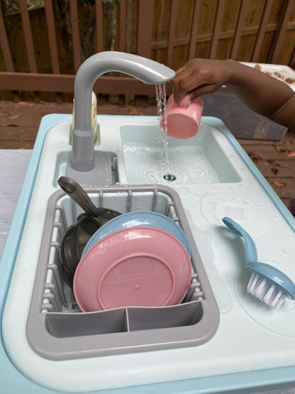 Asweets Color Changing Kitchen Sink Toys, Toddler Sink Toys with Running Water, Pretend Play Toys with Upgraded Faucet, Automatic Water Cycle System (Blue)