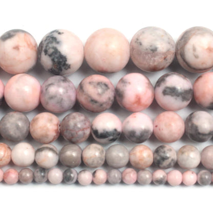 Cynbpm Natural Stone Beads for Jewelry Making Bracelet Adults Crafts Gemstones Necklace Supplies Embroidery Pink Zebra Loose Beads 6mm