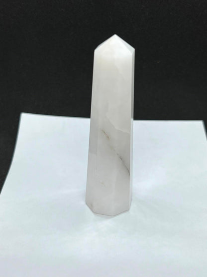 WholesaleGemShop 3 Inch (70 mm) Gemstones Snow Quartz Obelisk Tower Jumbo Facet Aura Rock Crystal Natural Polished Earth Wand Spirit