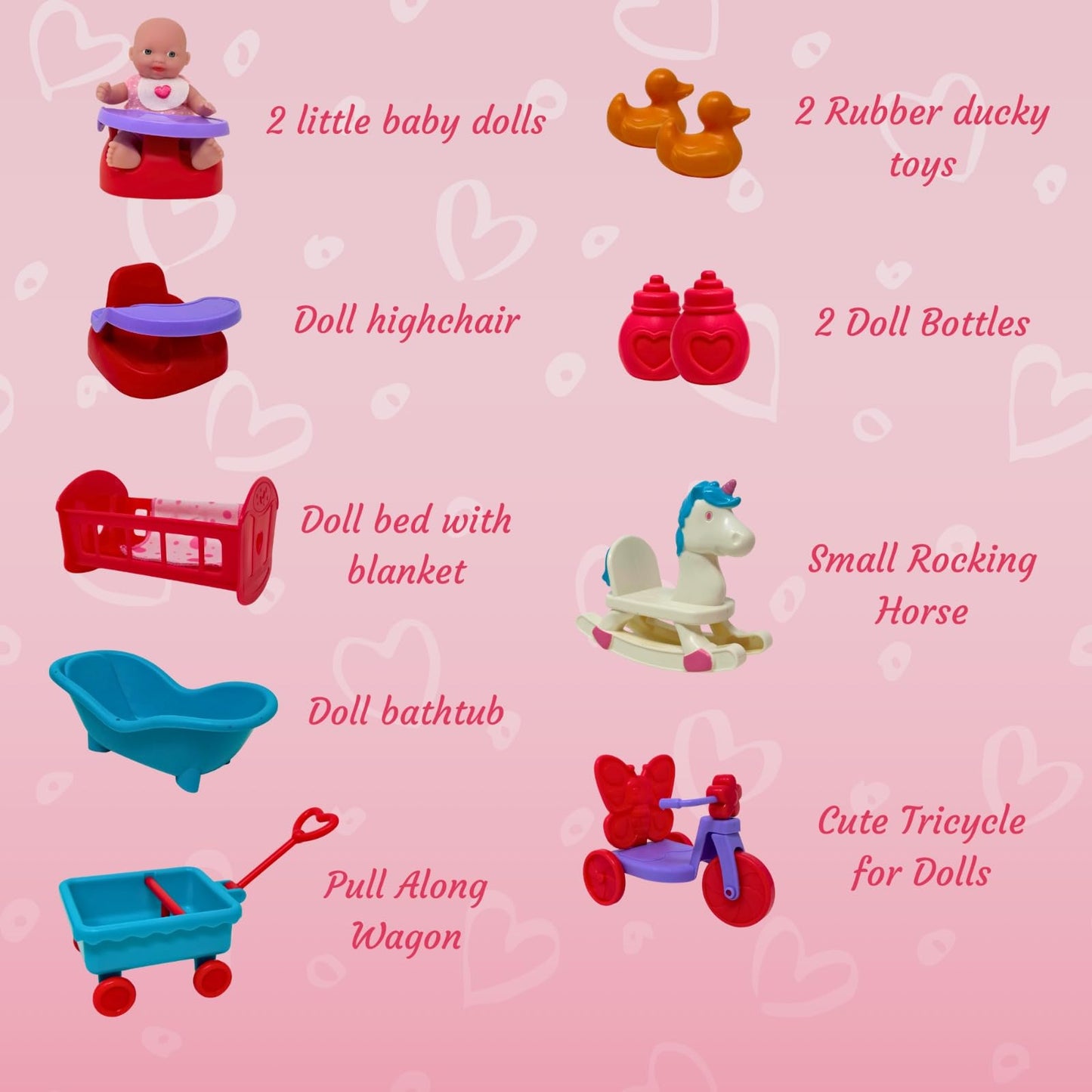 Mini Baby Doll Set, Small Baby Doll Playset with Mini Doll Accessories & 5 inch Doll Furniture, Mini Dolls for Girls, Small Dolls for Girls, Mini Baby Dolls Toy Play Pack, 15pc Tiny Baby Doll Sets