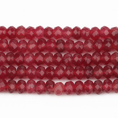2 String 220PCS 3x5mm Natural Dark Red Chalcedony Stone Beads for Jewelry Making, Songxi Facted Loose Gemstone Beads for DIY Bracelet Necklace Making Supplies with Energy Healing Chakra Power