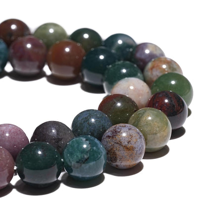 8mm Natural Indian Agate Gemstone Beads Polished Round Smooth Stone Beads for Bracelets Jewelry Making 15inch Loose Beads