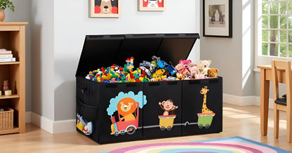 Maxuni XL Toy Box - Toy Storage Bins with lids, Collapsible Toy Chest for Boys Girls, Kids Big Toy Organizer with Adjustable Dividers for Living Room Area, Playroom, Bedroom，38"x16"x14"