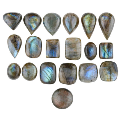 ColouredRocks 20pcs, 15-20mm, Natural Small Labradorite Cabochons Gemstones Crystals, Mix-Shapes, Jewelry Making Supply, Wire-wrapping, DIY, Crafting, Wholesale Bulk Gem Collection