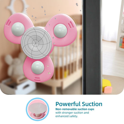 LiKee Strong Suction Cup Fidget Rotating Sensory Bath Toys for Baby Christmas Stocking Stuffers, Airplane Car Travel Table & Window Toys for Toddler Boys and Girls, 10+ Months