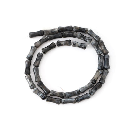5x12mm Natural Black Labradorite Stone Bamboo Shape Gem Healing Energy Loose Spacer Beads for DIY Necklace Bracelet Earring