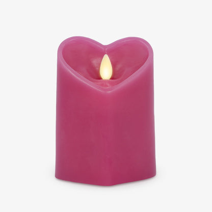 Luminara Raspberry Sorbet Heart Shaped Pillar Candle - Flickering Real-Flame Technology - Remote Ready - Romantic Valentine's Collection - 3.5" x4.5"