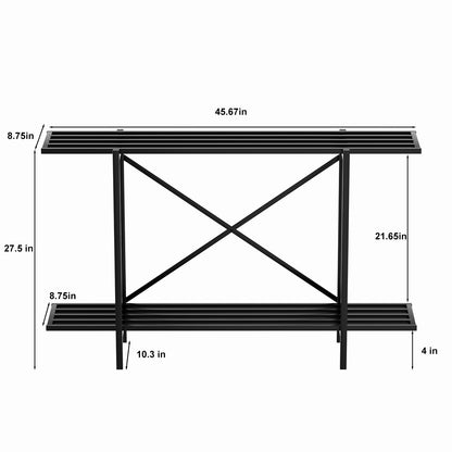Zhongma 2 Tier Window Height Metal Sturdy Heavy Plant Stand, Narrow Plant Stand Indoor and Outdoor, L45.67 x W10.3 x H27.5 inch, 440 LBS Capacity & Heavy Duty Construction. …