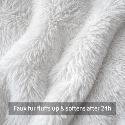 4TH Emotion Christmas Tree Decorative Pillow Covers 18x18 Set of 2, White Soft Plush Faux Fur Farmhouse Throw Cushion Cases for Xmas Winter Holiday Home Decor