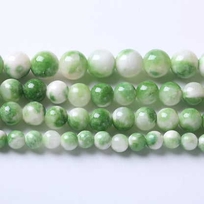45pcs 8mm Natural Green White Persian Jade Stone Round Beads for Jewelry Making Loose Spacer Beads DIY Bracelets Necklaces 15" (8mm, Green Persian Jade)
