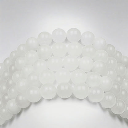 MJDCB Beads for Energy Bracelets Yoga Bracelet DIY Bracelet Natural Stone Beads White Jade 38 Pieces, 10mm