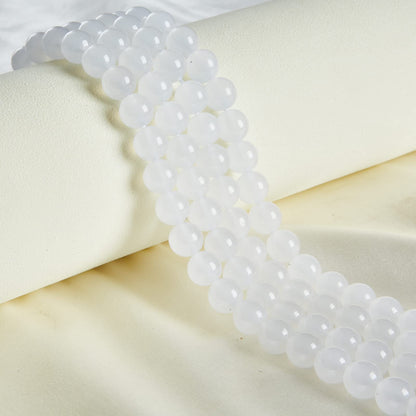 60pcs 6mm White Chalcedony Beads Natural Gemstone Beads Round Loose Beads for Jewelry Making