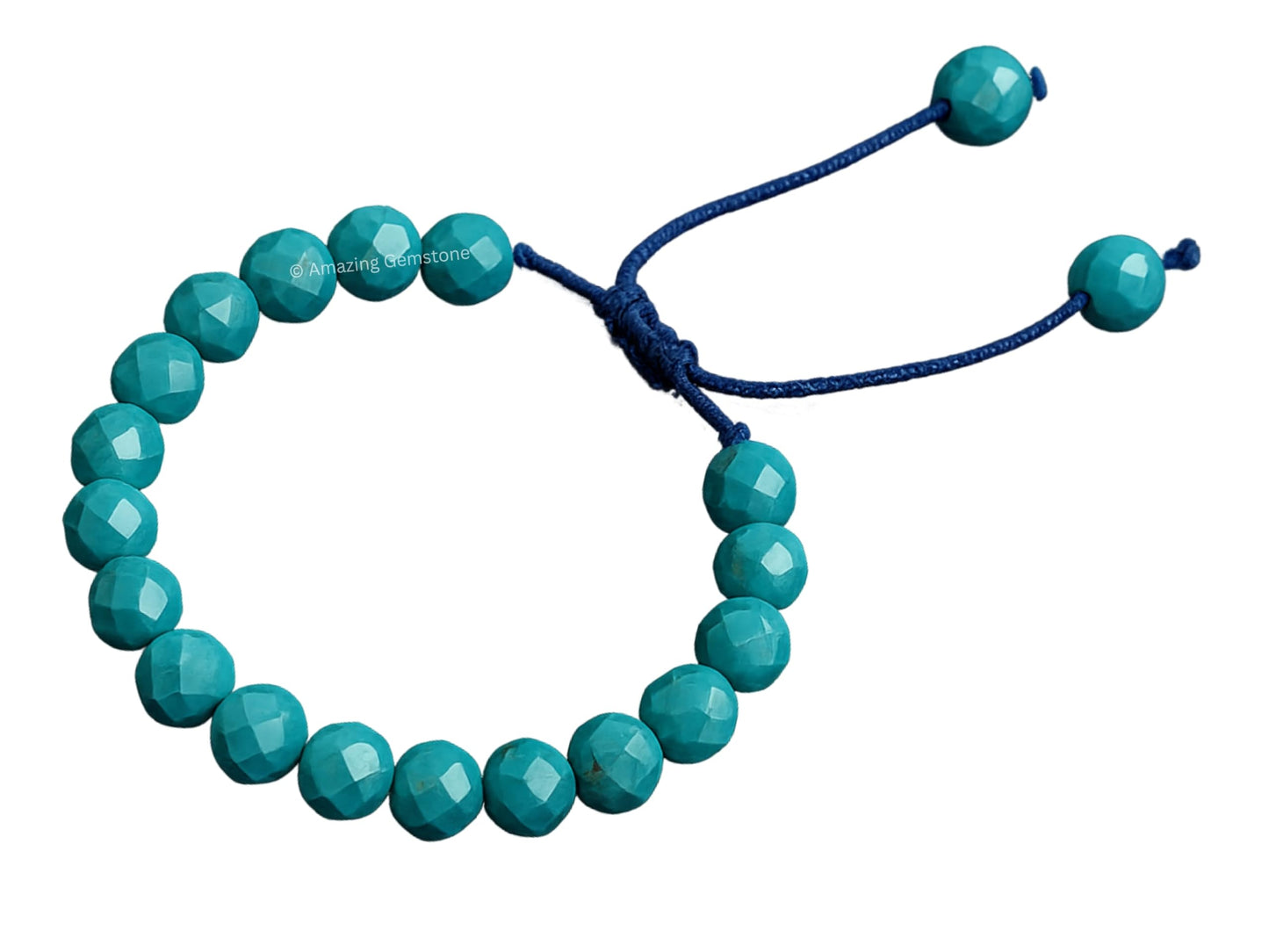 Amazing Gemstone Turquoise Bracelet for Women - Chakra Mens Bracelet Protection Crystals and Healing Stones - Blessing Spiritual Meditation Stocking (Faceted Beaded Bracelet, Adjustable)