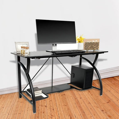 Origami Folding Computer Desk for Office Study Students Bedroom Home Gaming and Craft | Space Saving Foldable Design, Fits Dual Monitors and Laptop, Collapsible, No Assembly Required | Black, Large (RDE-01)