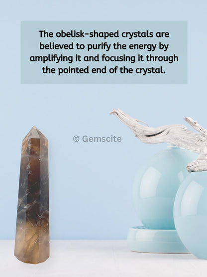 WholesaleGemShop 3 Inch (70 mm) Gemstones Smoky Quartz Obelisk Tower Jumbo Facet Aura Rock Crystal Natural Polished Earth Wand Spirit