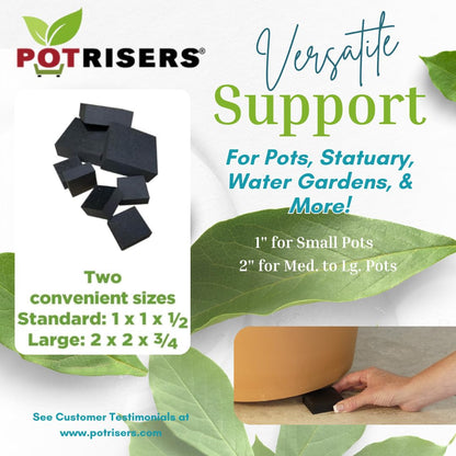 POTRISERS 12 Pack Large 2" Wide x 3/4" Tall Value Pack | Invisible Pot Feet & Plant Risers | Drainage & Airflow for Planters, Pots, Garden Decor | Patios, Decks, Gardens