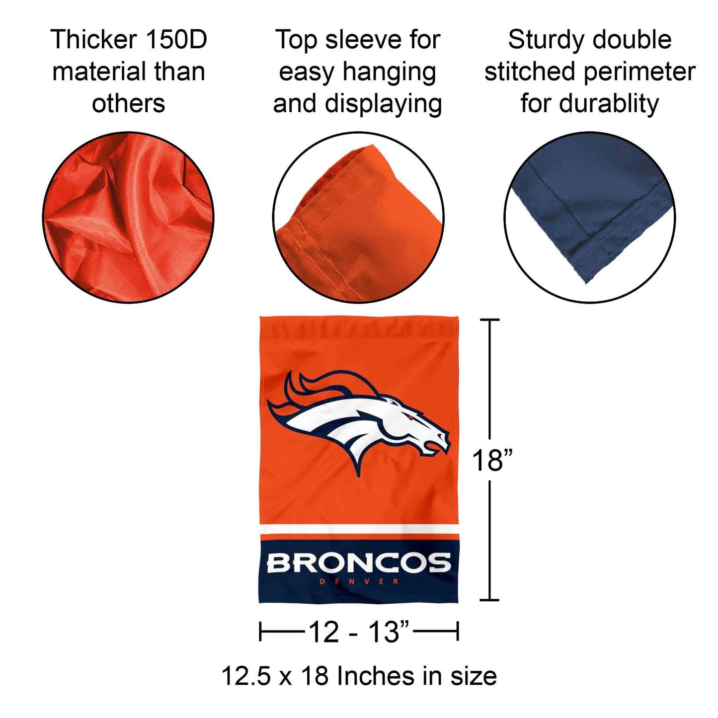 Denver Broncos Double Sided Garden Flag