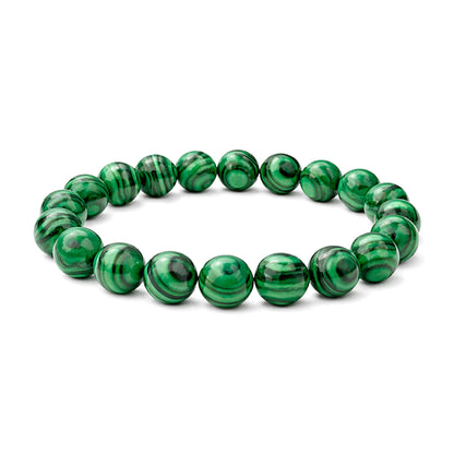 Elm City Direct 8mm Natural Stone Beaded Bracelet – Unisex Crystal Stretch Bracelets for Men & Women, Chakra & Healing Jewelry, Gift-Ready Beaded Bracelets (Malachite, 8mm)