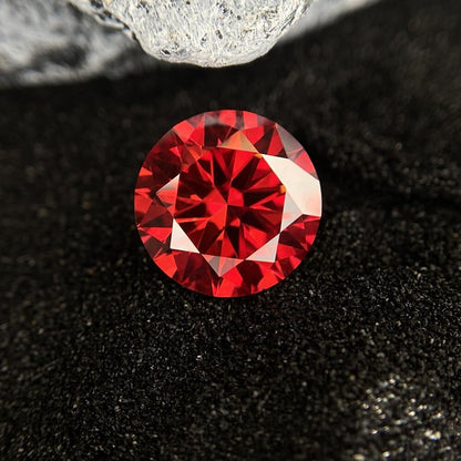 Ningxun 11 Colors Loose Moissanite Stones 5-10mm 1ct 2ct Round Brilliant VVS1 Moissanite Gemstones With GRA Certificate For Jewelry Making (Garnet Color, 6.5mm 1ct)