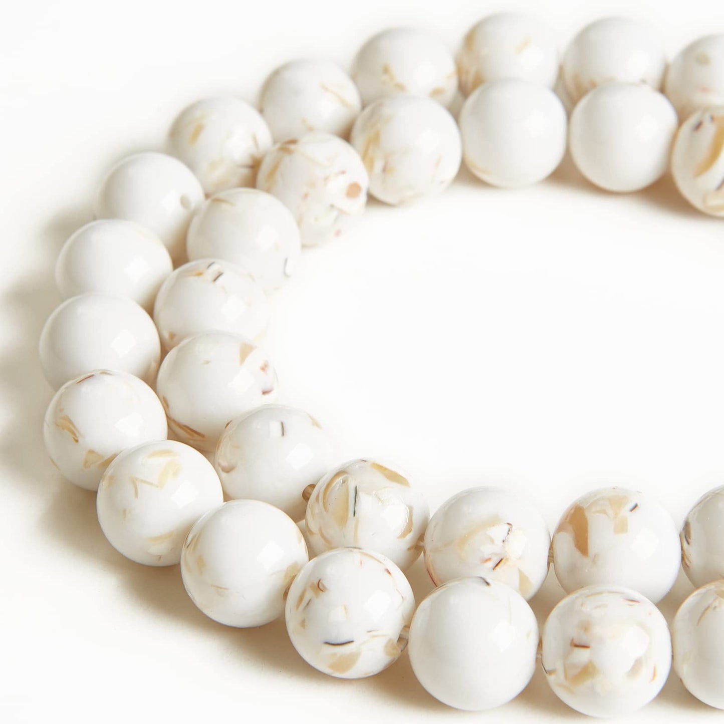 35pcs 10mm White Shell Turquoise Beads Natural Gemstone Beads Round Loose Beads for Jewelry Making
