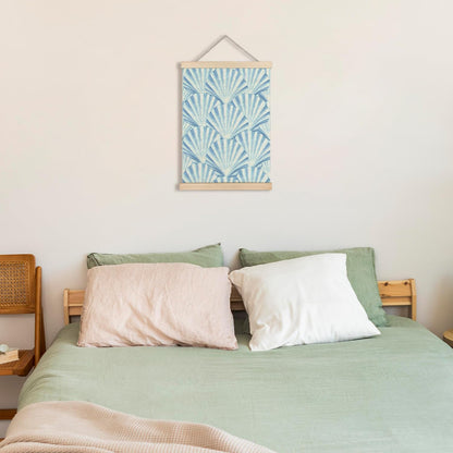 CIOJUNE Seashell Wall Decor, Trendy Preppy Blue Seashell Wall Art Poster Hanger Frame, Preppy Beach Room Decor, Coastal Beachy Canvas Prints Wall Art for Home Living Room Dorm Decor, 12x16 Inch