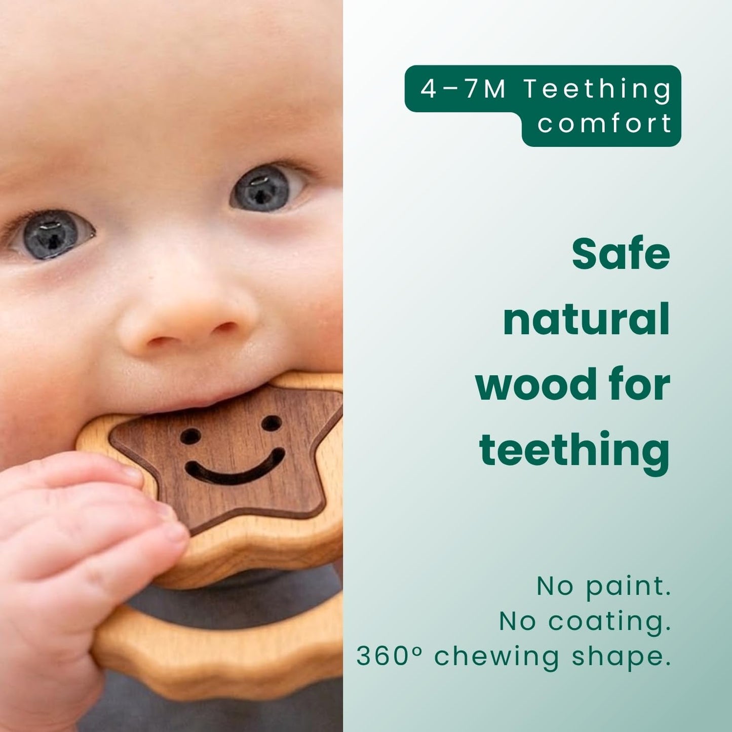First Baby Rattle for Newborn (0–3 Months) – Natural Wooden Sensory Toy with Gentle Rattle Sound – Easy-Grip Infant Toy, Safe First Baby Gift