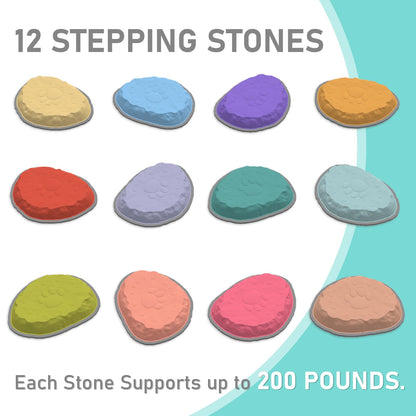 12Pcs Stepping Stones for Kids, Todder Ourdoor Toys, The Floor Is Lava Game for Kids Balance Toys, Indoor Obstacle Course for Toddler 1-3