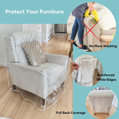 Evelots Clear Plastic Recliner Cover - Thick Heavy Duty Vinyl Armchair Cover for Protection Against Cat & Dog Clawing - Stain & Dust Protector - Waterproof Slipcover for Moving & Storage