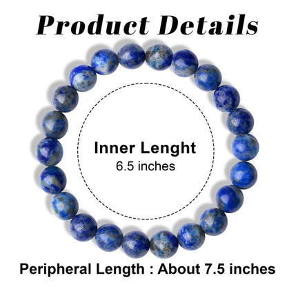 MAIBAOTA Blue Bracelets for Women Blue Gifts for Women 8 mm Beaded Bracelets for Women Men Stone Jewelry Lapis Lazuli Bracelet