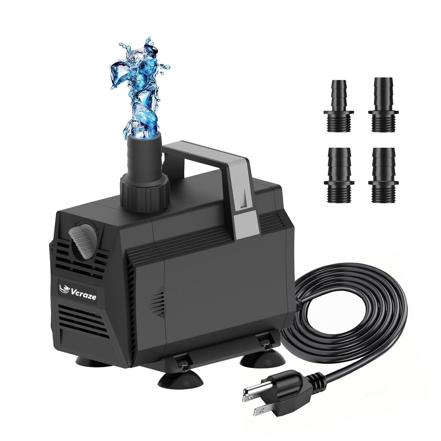 VCRAZE Submersible Water Pump 880GPH/45W Fountain Pumps with Flow Control, Pond Pump Submersible Outdoor with 10ft 3-Core Power cable for Hydroponics, Aquarium, Waterfall, Statuary, Water feature