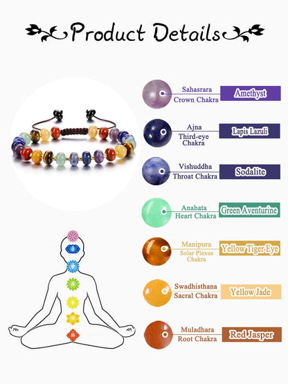 PESOENTH Healing Crystal Chakra Bracelet,Natural Stone colorful Beaded Spiritual Bracelets Gemstone Bracelet jewelry Gifts for Women Her Mom Daughter Birthday Valentines Anniversary
