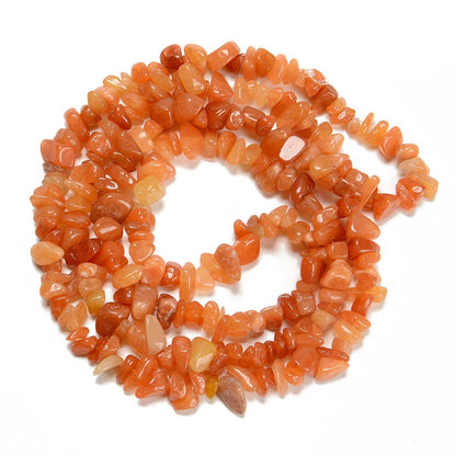 jodaying 7-8mm Natural Red Aventurine Gemstone Chips Healing Gravel Bracelets Necklace Kit Irregular Tumble Stone Beads DIY Crafts Design Jewelry Making 32"