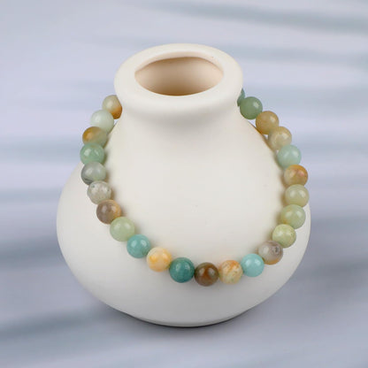 LPBeads Handmade Natural Gemstone Stretch Elastic 6mm Mulitcolor Amazonite Bracelet Healing Crystal Round Stone Beads Jewelry Gifts for Women Men