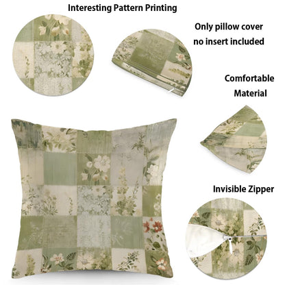 XMNYGJ Patchwork Floral Quilt Couch Pillow Covers Throw Pillows Bed Decorative Pillow Cases Decorative Pillows for Couch 20x20 Inch Bedroom Living Room Car