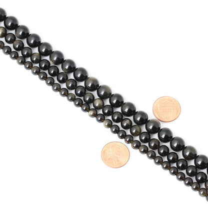CHEAVIAN 45PCS 8mm Natural Golden Obsidian Gemstone Round Loose Beads Crystal Energy Stone Healing Power for Jewelry Making 1 Strand 15"