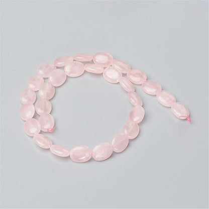 Fashewelry 58pcs Natural Rose Quartz Stone Beads 14x10mm Flat Oval Healing Crystal Loose Gemstone Beads for Jewelry Necklace Bracelet Earring Craft Hole: 1mm