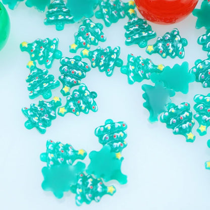 SaktopDeco 200 PCS Miniature Resin Christmas Tree Flatback Holiday Embellishments for Festival Scrapbooks Accessories