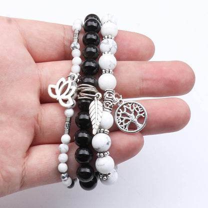 UEUC Tree of Life Yoga Healing Stone Bracelets,Multilayer Lotus Chakra Stone Reiki Bracelet Sets,Anxiety Crystal Natural Stone,for Women Stress Relief(#175)