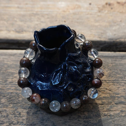TaHLga Natural Green Ghost Phantom Quartz Bracelet, 8MM Round Beads, 7.5 Inches, Unisex Spiritual Jewelry