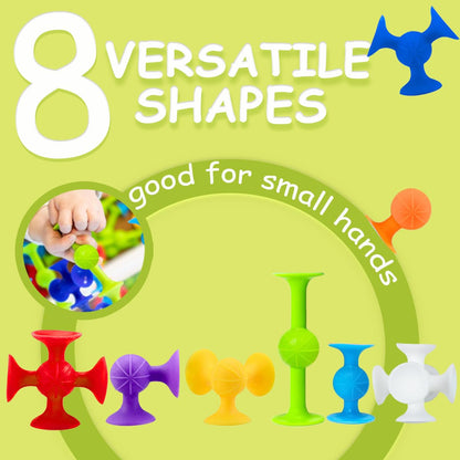 CreateView Suction Bath Toys for Baby, 24 Piece Starter Set Suction Cup Toys Stocking Stuffers Preschool Sensory Fidget Toys for Toddlers 1-3 4-8 | No Hole Bath Toy | BPA Free OT(Large)