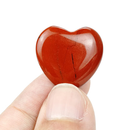 Marrywindix 15 Packs 0.8 Inches Healing Crystal Natural Red Jasper Heart Love Carved Palm Worry Stone Chakra Reiki Balancing