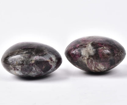 JIC Gem 2 Pcs Polished Rubellite Tourmaline Palm Stones Pocket Worry Stones Crystal Healing Irregular Gemstone Chakra Reiki 2 Inch